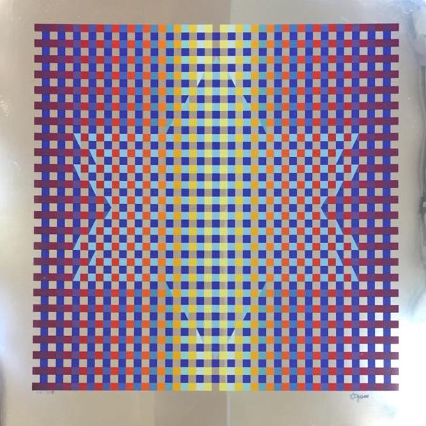 Agam star love silkscreen print mirror 102x102cm