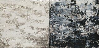 Horizon in silver steel diptych 40x80x8cm