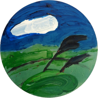 Arie berkowitz landscape 2024 acrylic board 15x15cm