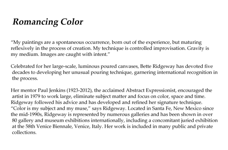 Bette ridgeway romancing color essay